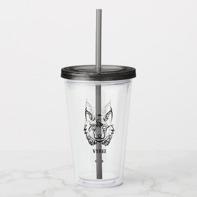 Black and White Tribal Lynx Take Away Mugg (Framsida)