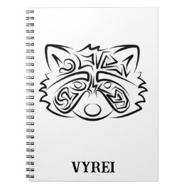 Black and White Tribal Raccoon Anteckningsbok