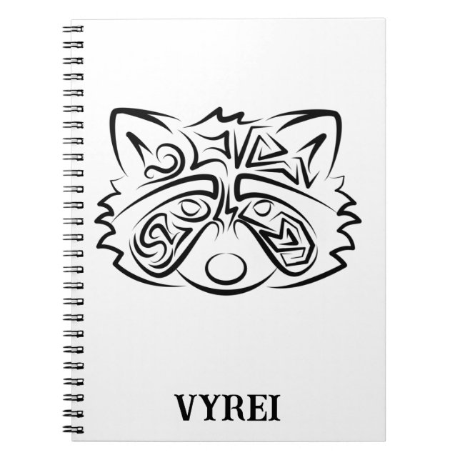 Black and White Tribal Raccoon Anteckningsbok (Framsidan)