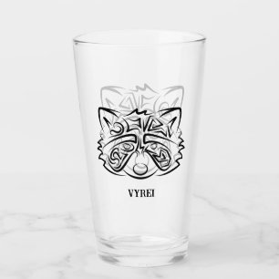 Black and White Tribal Raccoon Glaskopp