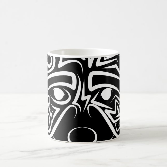 Black and White Tribal Raccoon Kaffemugg (Center)
