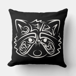 Black and White Tribal Raccoon Kudde