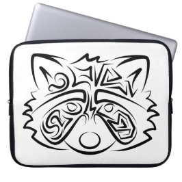 Black and White Tribal Raccoon Laptop Fodral