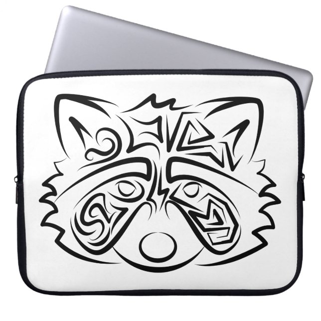 Black and White Tribal Raccoon Laptop Fodral (Framsidan)
