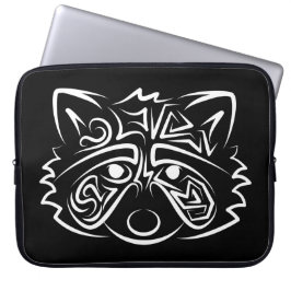 Black and White Tribal Raccoon Laptop Fodral
