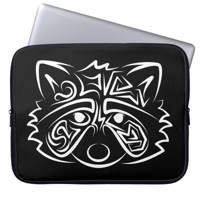 Black and White Tribal Raccoon Laptop Fodral (Framsidan)