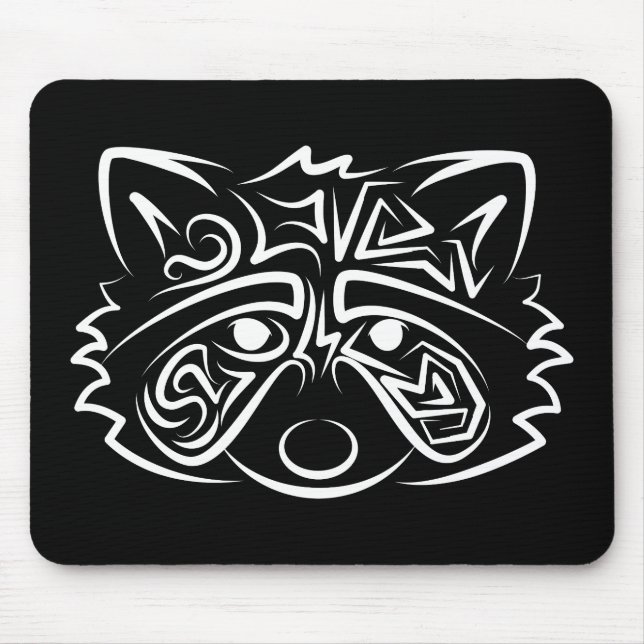 Black and White Tribal Raccoon Musmatta (Framsidan)