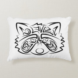 Black and White Tribal Raccoon Prydnadskudde