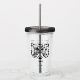 Black and White Tribal Raccoon Take Away Mugg