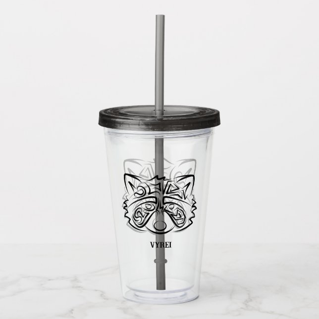 Black and White Tribal Raccoon Take Away Mugg (Framsida)