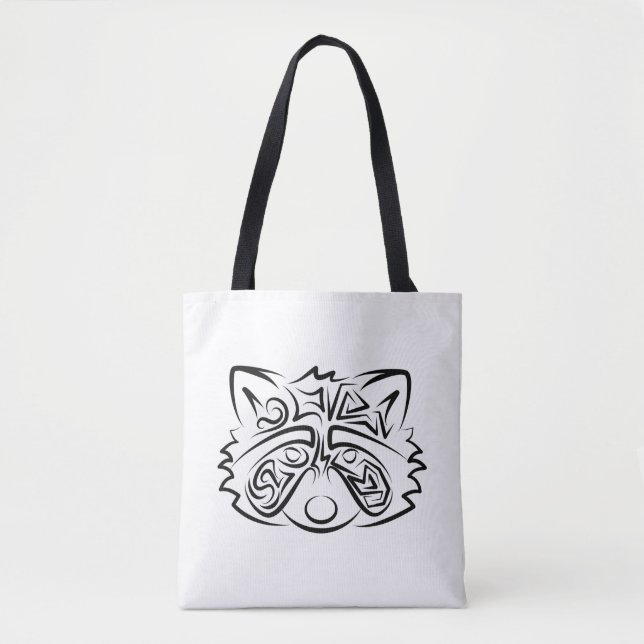 Black and White Tribal Raccoon Tygkasse (Framsida)