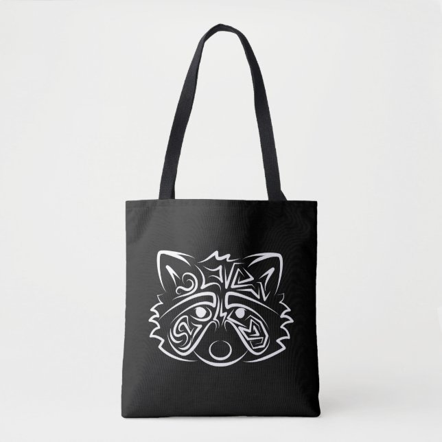 Black and White Tribal Raccoon Tygkasse (Framsida)