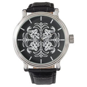Black and White Tribal Rattlesnake Mandala Armbandsur
