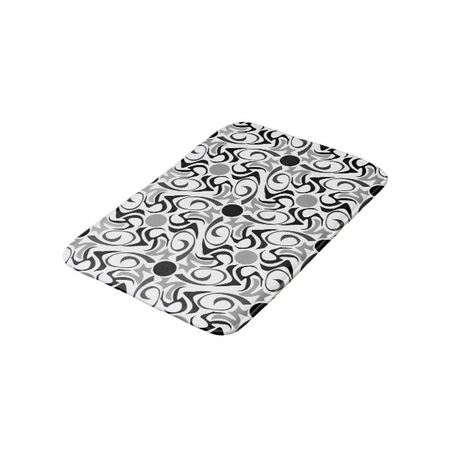 Black and White Tribal Ris Grain Mönster Badrumsmatta (Vinklad)