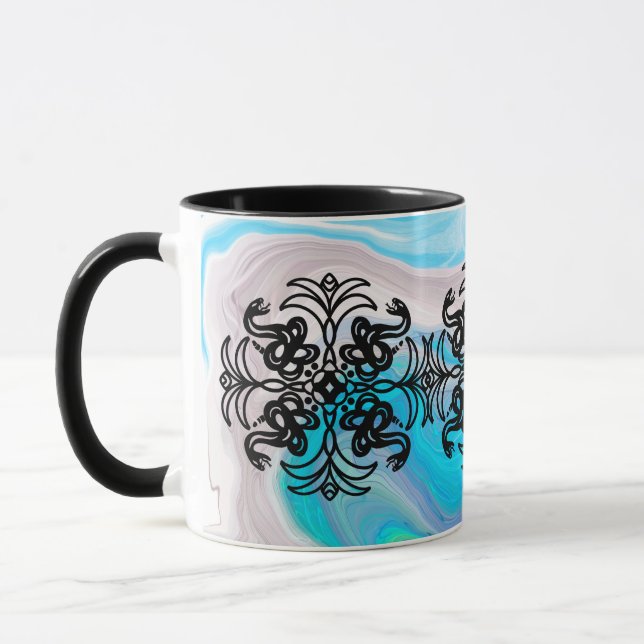 Black and White Tribal Snake Mandala Mugg (Vänster)