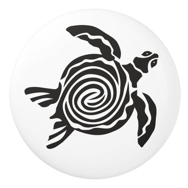 Black and White Tribal Turtle Art Knopp (Framsidan)