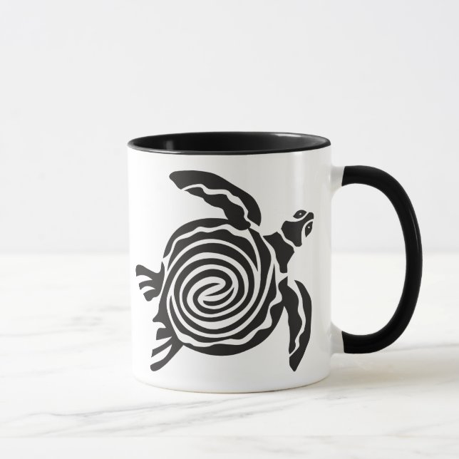 Black and White Tribal Turtle Mugg (Höger)