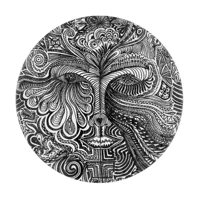 Black and White Trippy Line Porträtt (Framsidan)