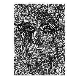 Black and White Trippy Line Porträtt Fototryck