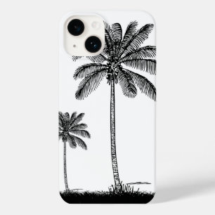 Black and White Tropical Handflatan Träd Phone Cas