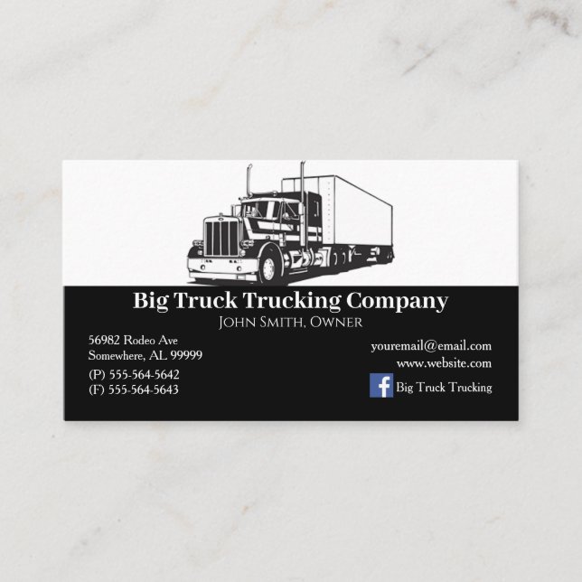 Black and White Trucking Company Visitkort (Framsida)