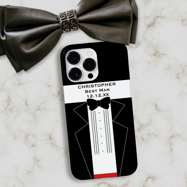 Black and White Tuxedo Best Man Bröllop Gift (A black and white tuxedo inspired phone case perfect gift for your best man, groomsman or usher)