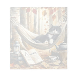 Black and White Tuxedo Cat Dreaming of Äventyr Anteckningsblock