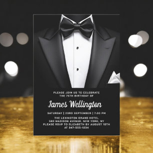 Black and White Tuxedo Tux Birthday Event Inbjudningar