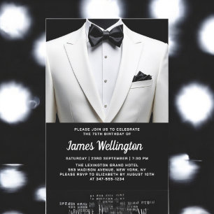 Black and White Tuxedo Tux Birthday Event Inbjudningar