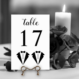 Black and white tuxedo two grooms gay wedding bordsnummer