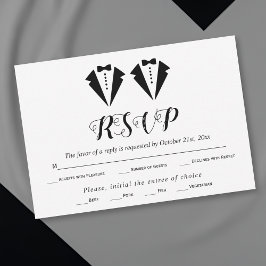 Black and white tuxedo two grooms gay wedding OSA kort