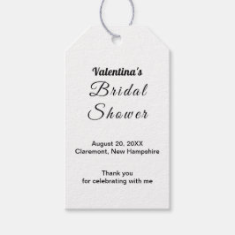 Black and White Typography Bridal Shower Gift Tags Presentetikett