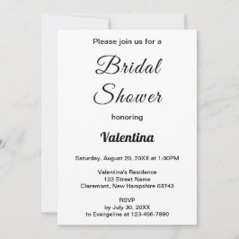 Black and White Typography Bridal Shower Inbjudningar