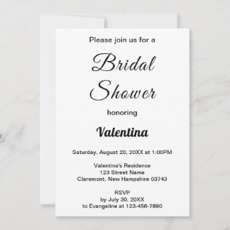 Black and White Typography Bridal Shower Inbjudningar