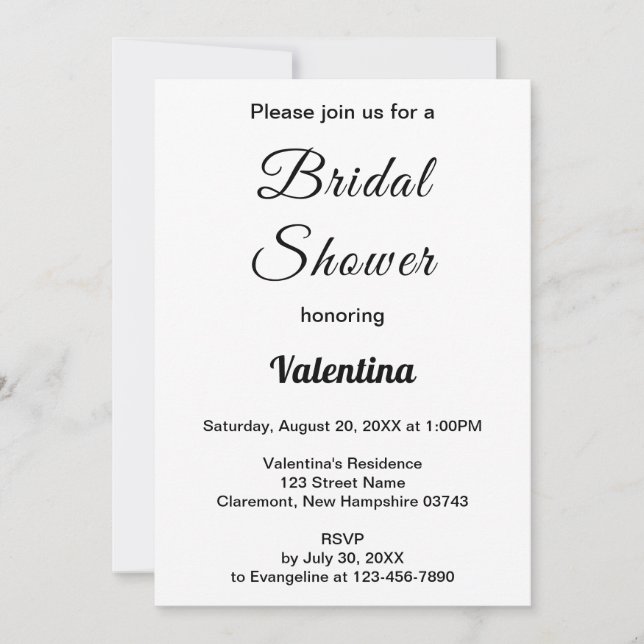 Black and White Typography Bridal Shower Inbjudningar (Framsida)