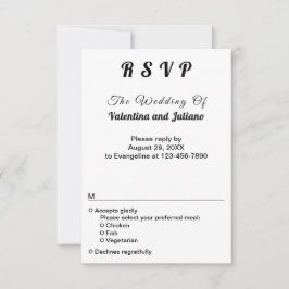 Black and White Typography Portrait Wedding RSVP OSA Kort