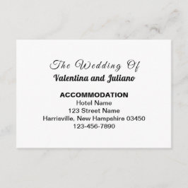 Black and White Typography Wedding Accommodation Tilläggskort