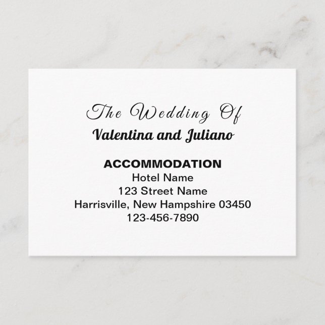 Black and White Typography Wedding Accommodation Tilläggskort (Framsida)