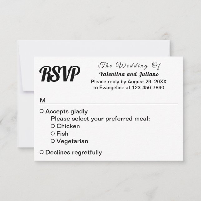 Black and White Typography Wedding RSVP OSA Kort (Framsida)