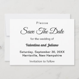 Black and White Typography Wedding Save The Date Spara Datumet
