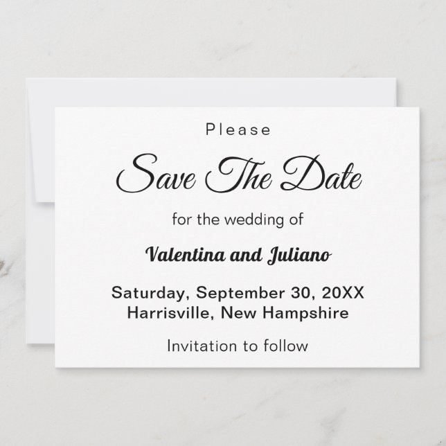 Black and White Typography Wedding Save The Date Spara Datumet (Framsida)