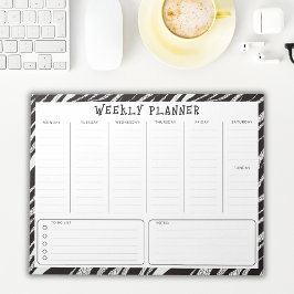 Black and White Undated Weekly Vertical Planner Anteckningsblock