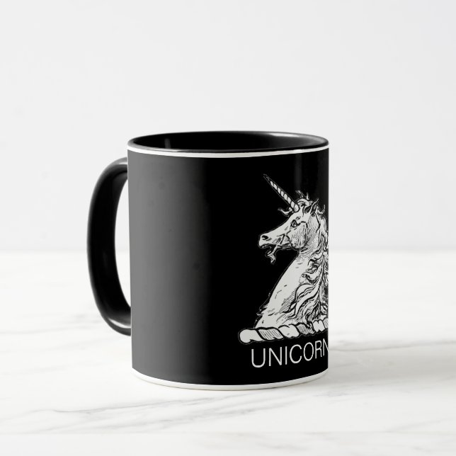 Black and White Unicorn Magic Horse Mugg (Framsida vänster)