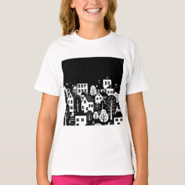 Black and white urban illustration t shirt