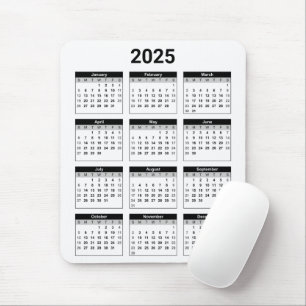 Black and White USA 2025 års kalender Musmatta