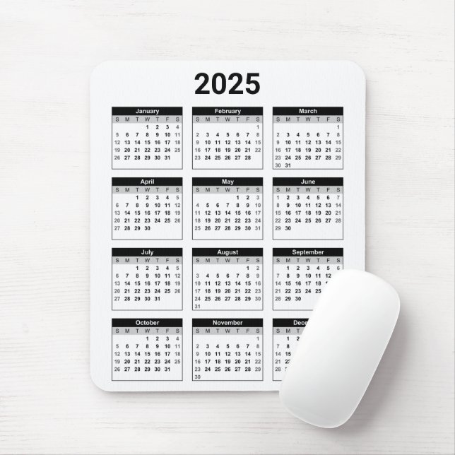 Black and White USA 2025 års kalender Musmatta (Med mus)