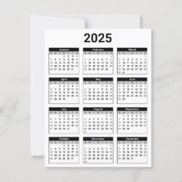 Black and White USA 2025-års-kalender - platta kor