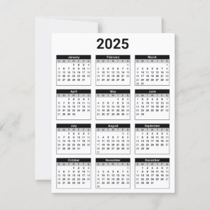 Black and White USA 2025-års-kalender - platta kor