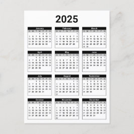 Black and White USA 2025 års kalender Vykort