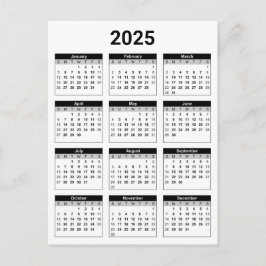 Black and White USA 2025 års kalender Vykort